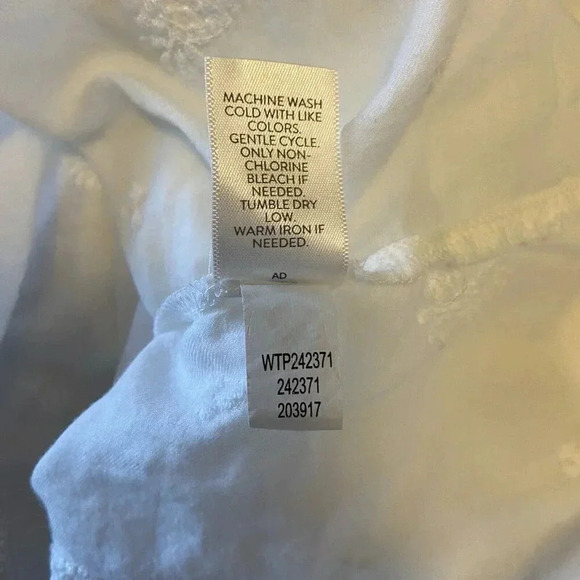 J. Jill White Embroidered Blouse Size XS Boho Peasant Tropical Pineapple Top - Picture 9 of 9